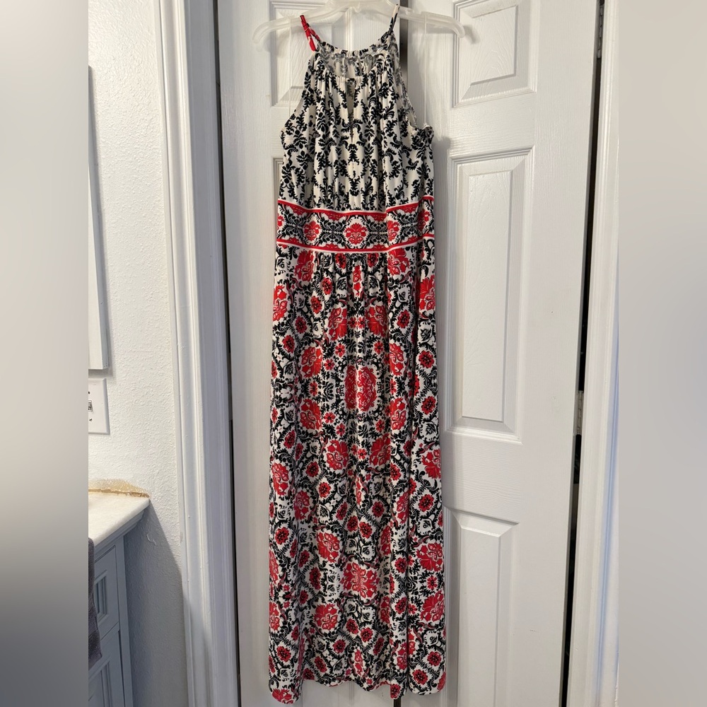 London Style Black and Red Halter Maxi Sundress